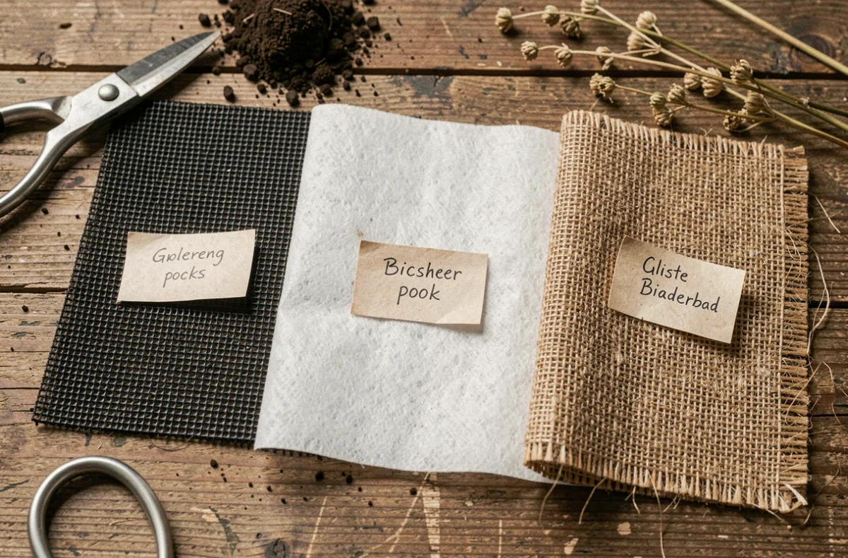 Comparaison de trois types de géotextiles pour jardin : tissé, non-tissé et jute biodégradable
